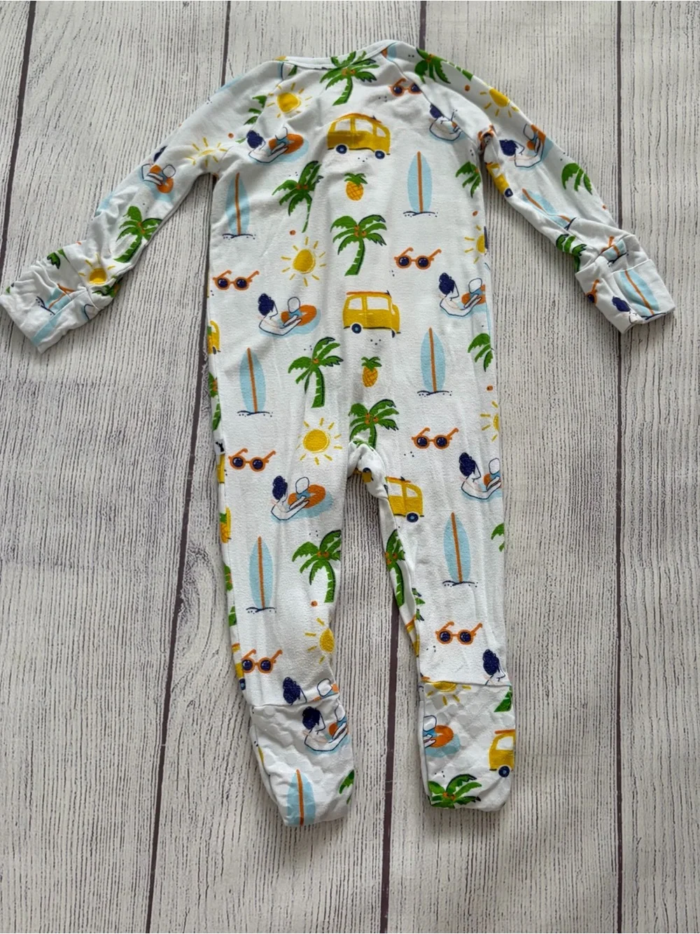 Kiki & Lulu Kids Bamboo White Tropical Print Footless One-Piece Size 3-6 months